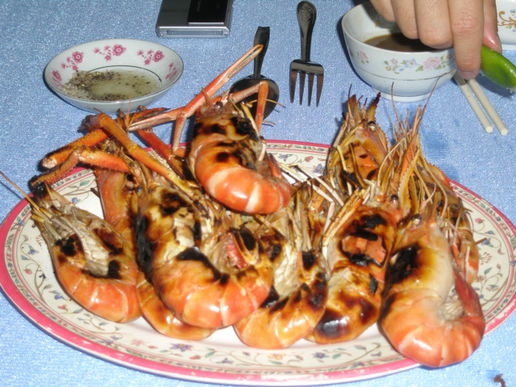 Mmmmmm ...: Barbecued freshwater crayfish, which came between the deep-fried little fish and the eel congee.