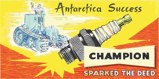 Champion sparkplugs: Billboard design (original artwork), Champion sparkplugs, Railways Studios, 1958.