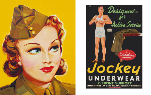 Jockey: (Left) Petone Woollens, c.1940; (Right) Jockey Underwear, c.1945 – Both by Railways Studios.
