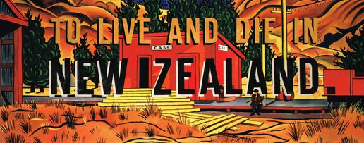 To Live and Die in New Zealand: To Live and Die in New Zealand, Ian Scott, 1989, Acrylic and enamel on canvas, 1815x4880m.