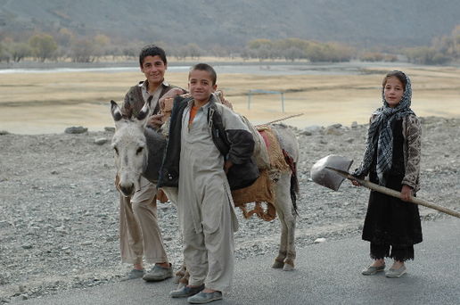 Panjshir: Kids with Donkey: 