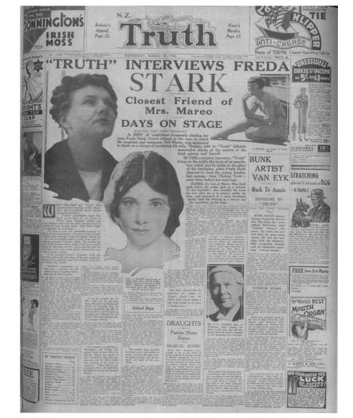 The Truth: Truth, 18 March 1936. Freda Stark. One of the notorious “art-studies” appears on the upper right. 